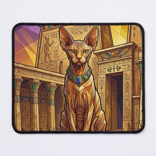 Item preview, Regal Sphynx Cat In Geometric Egyptian Temple designed and sold by HAPPY HARBOR DESIGN .