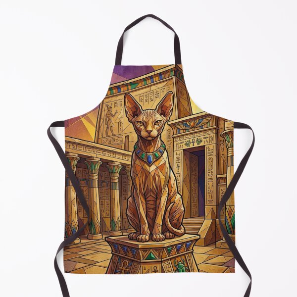 Item preview, Regal Sphynx Cat In Geometric Egyptian Temple designed and sold by HAPPY HARBOR DESIGN .