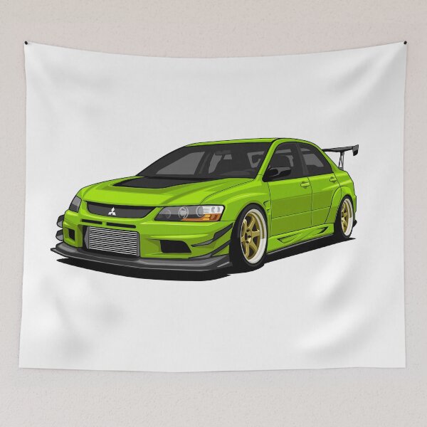Item preview, Green Mitsubishi Lancer Evolution VIII JDM Sports Sedan Vector Illustration designed and sold by wisnubayuaji.