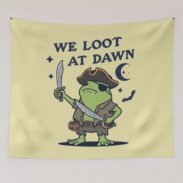 Item preview, Pirate Frog We Loot At Dawn Funny Cartoon designed and sold by d247.