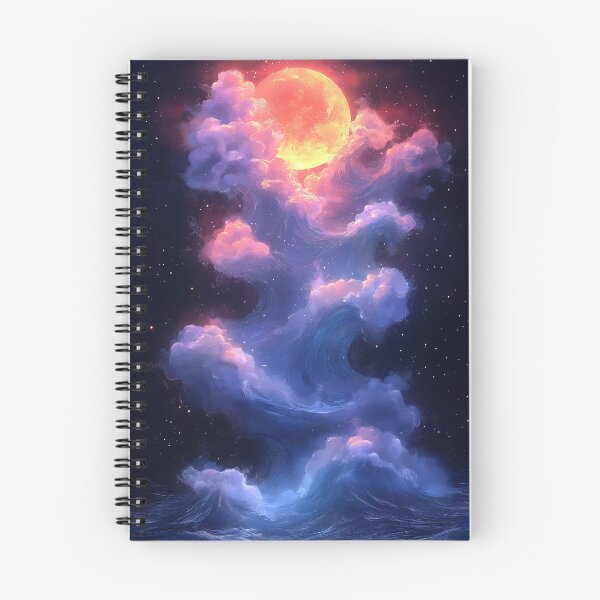 Item preview, Crimson Moon Great Wave Kanagawa Dreamy Cosmic Clouds designed and sold by juniorcastros.