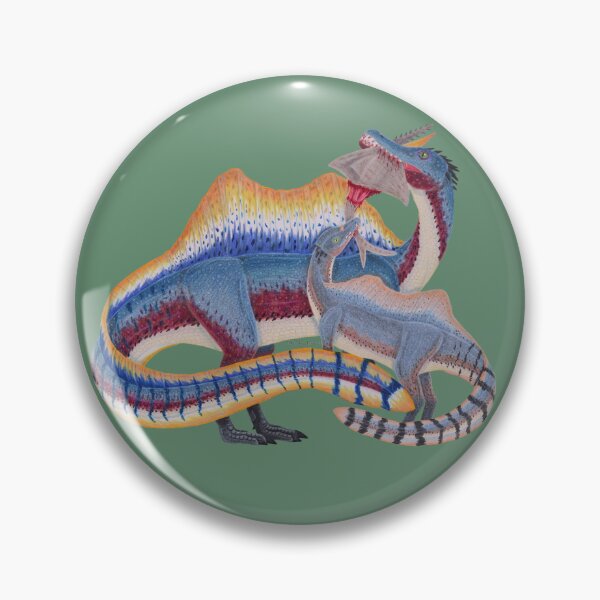 Item preview, Spinosaurus parent with juvenile colored pencil designed and sold by WolfRaven Creations.