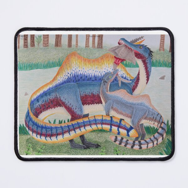 Item preview, Spinosaurus parent with juvenile colored pencil designed and sold by WolfRaven Creations.
