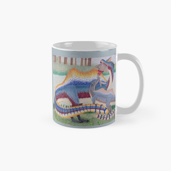 Item preview, Spinosaurus parent with juvenile colored pencil designed and sold by WolfRaven Creations.