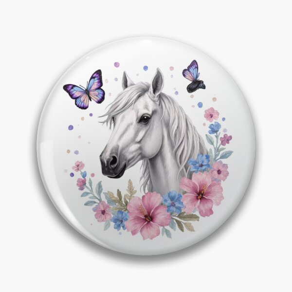 Item preview, White Horse Floral With Butterflies designed and sold by INKRebelGraphic.