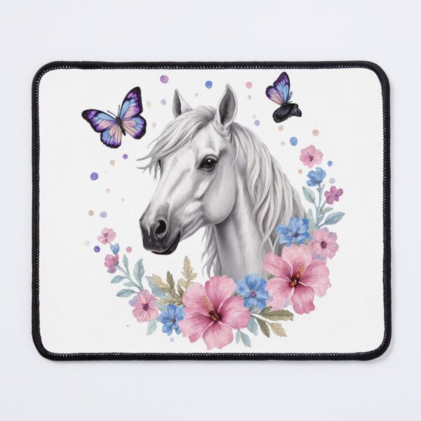 Item preview, White Horse Floral With Butterflies designed and sold by INKRebelGraphic.