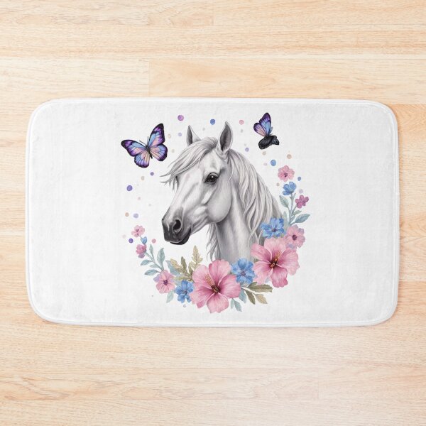 Item preview, Caballo blanco floral con mariposas designed and sold by INKRebelGraphic.