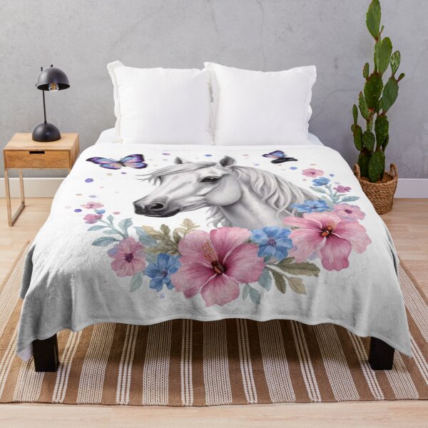 Item preview, White Horse Floral With Butterflies designed and sold by INKRebelGraphic.