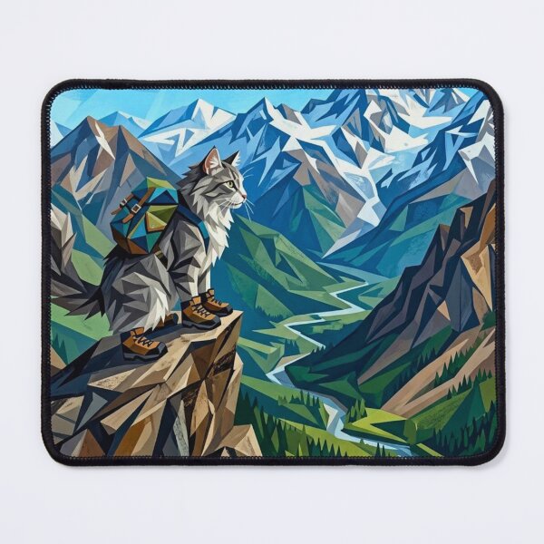 Item preview, Norwegian Forest Cat Hiking Jagged Mountain Peak designed and sold by HAPPY HARBOR DESIGN .