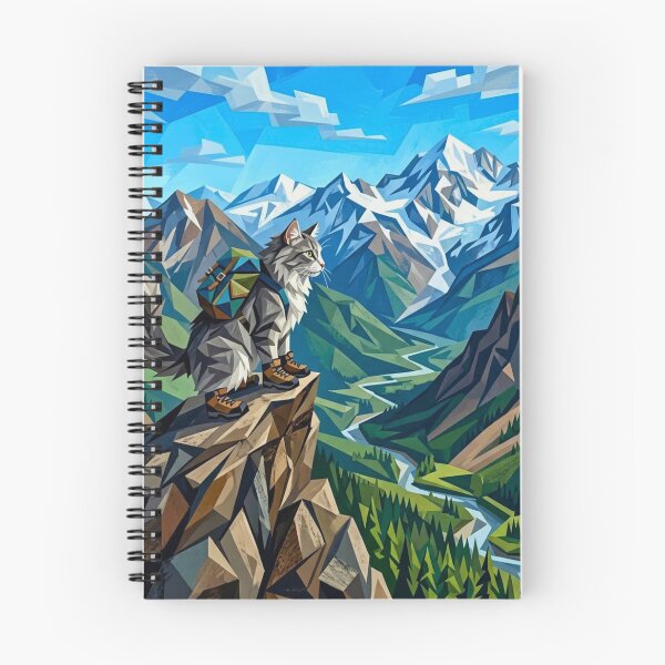 Item preview, Norwegian Forest Cat Hiking Jagged Mountain Peak designed and sold by HAPPY HARBOR DESIGN .