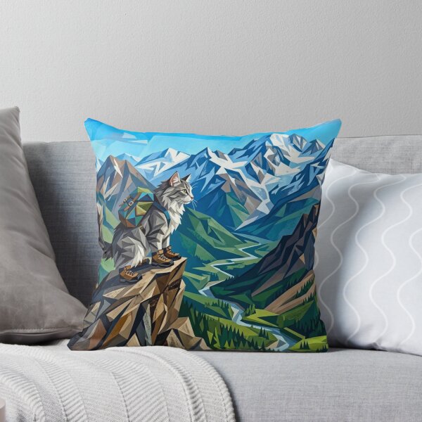 Item preview, Norwegian Forest Cat Hiking Jagged Mountain Peak designed and sold by HAPPY HARBOR DESIGN .
