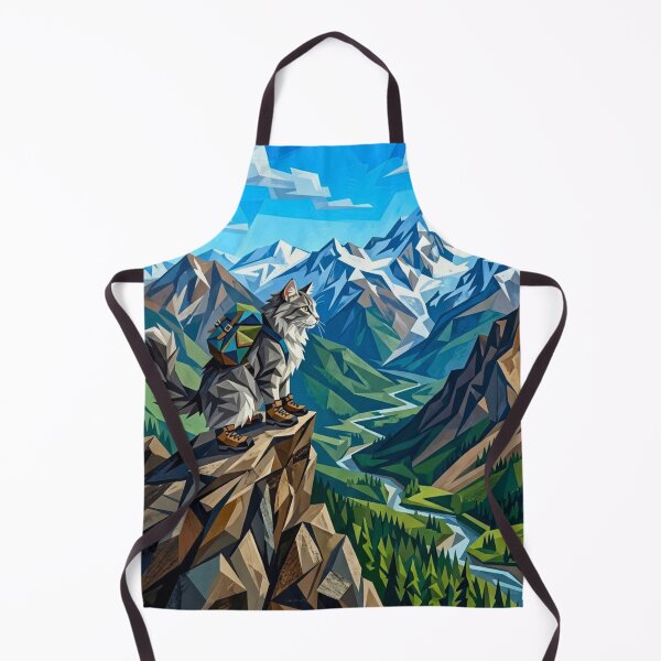 Item preview, Norwegian Forest Cat Hiking Jagged Mountain Peak designed and sold by HAPPY HARBOR DESIGN .