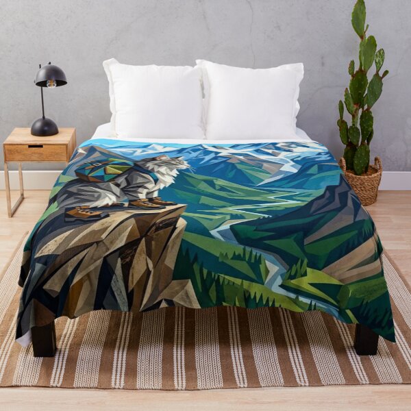 Item preview, Norwegian Forest Cat Hiking Jagged Mountain Peak designed and sold by HAPPY HARBOR DESIGN .