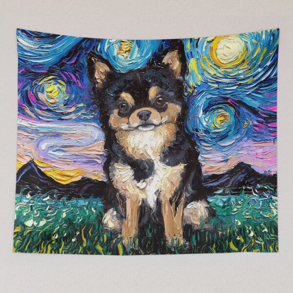 Item preview, Black and Tan Fluffy Chihuahua Night designed and sold by AjaTrier.