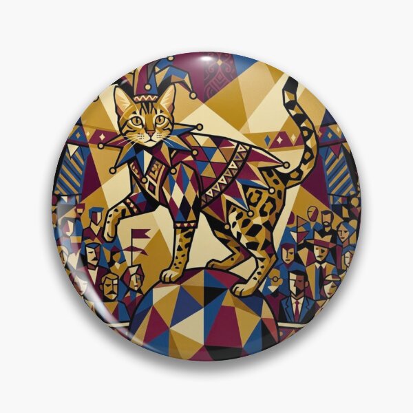 Item preview, Vintage Art Deco Harlequin Cat Circus Performance designed and sold by HAPPY HARBOR DESIGN .
