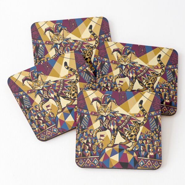 Item preview, Vintage Art Deco Harlequin Cat Circus Performance designed and sold by HAPPY HARBOR DESIGN .
