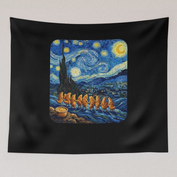 Item preview, Starry Night Chicken Nugget Art Parody designed and sold by snowry.