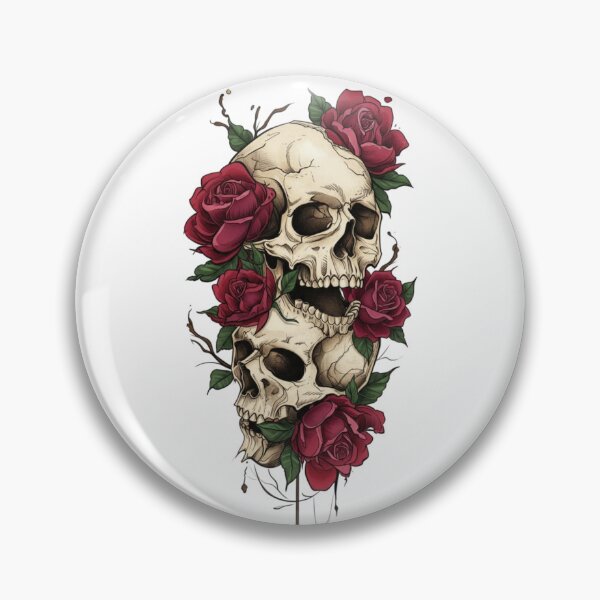 Item preview, Gothic Skull with Red Roses designed and sold by INKRebelGraphic.