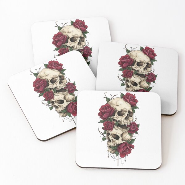 Item preview, Gothic Skull with Red Roses designed and sold by INKRebelGraphic.