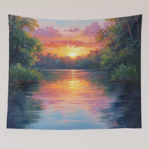 Item preview, Pink Sunrise River Art designed and sold by SeaStarAlex.