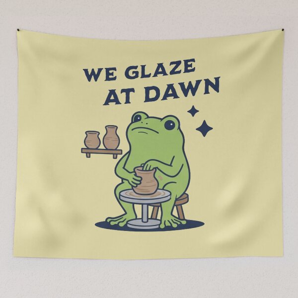 Item preview, We Glaze At Dawn Funny Frog Pottery Pun designed and sold by d247.