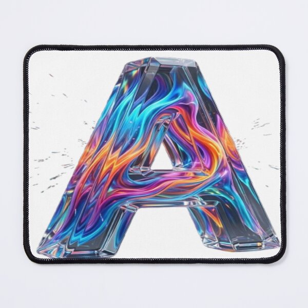Item preview, Futuristic Crystal Letter A - Vibrant Neon Cosmic Swirl designed and sold by KalamAura.