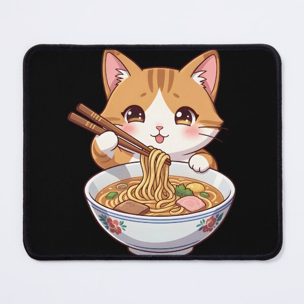 Item preview, Cute Kawaii Cat Eating Ramen Noodles Anime Neko designed and sold by KCasual.