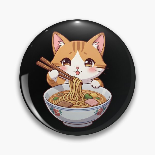Item preview, Cute Kawaii Cat Eating Ramen Noodles Anime Neko designed and sold by KCasual.