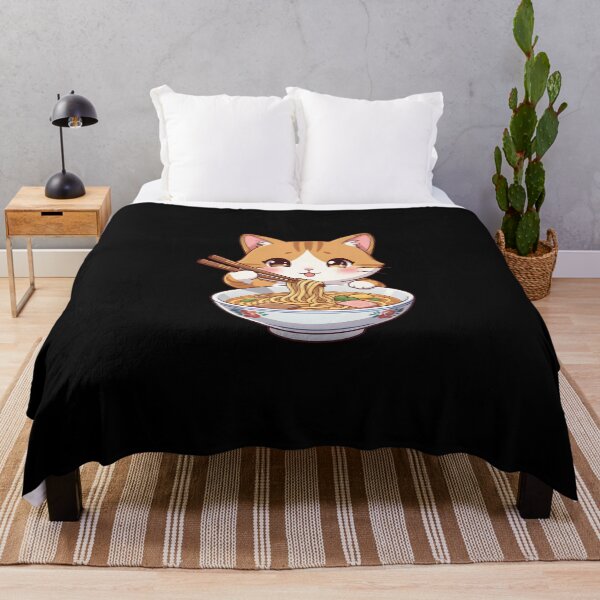 Item preview, Cute Kawaii Cat Eating Ramen Noodles Anime Neko designed and sold by KCasual.