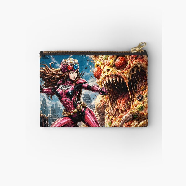 Item preview, SUSHI MASK WOMAN NEO vs The Italian Pizza Kaiju - Retro Sci-Fi Action Movie Poster designed and sold by Japan Cyberpunk Universe & Surreal Characters.