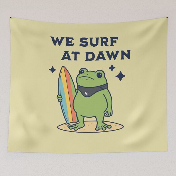 Item preview, We Surf At Dawn Frog Surfer Morning Beach designed and sold by d247.