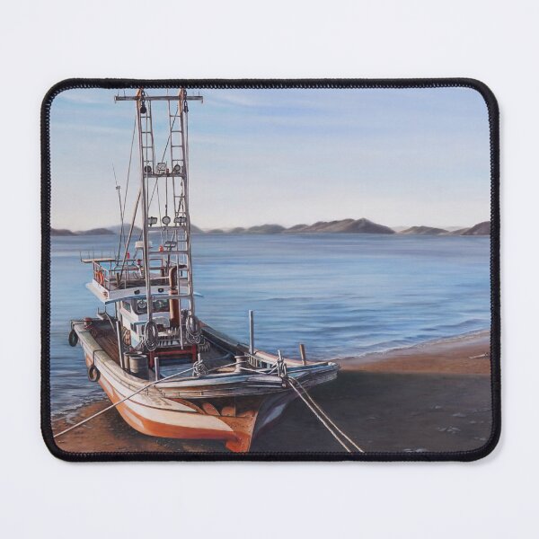 Item preview, Resting Fishing Boat on Sunny Shore - Maritime Fine Art designed and sold by HaedamArt.