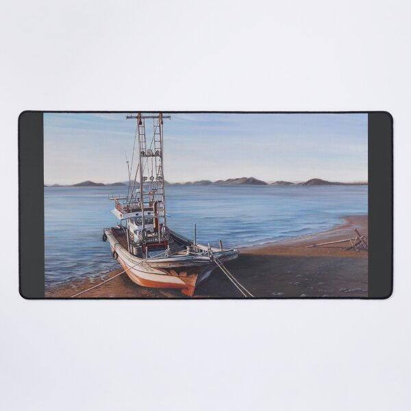 Item preview, Resting Fishing Boat on Sunny Shore - Maritime Fine Art designed and sold by HaedamArt.
