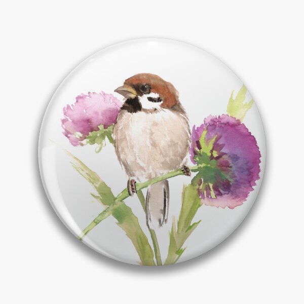 Item preview, Sparrow and Purple Flower designed and sold by surenart.
