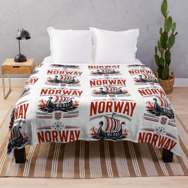 Item preview, Norway Viking Ship Vintage Nordic Flag designed and sold by DarylPope.