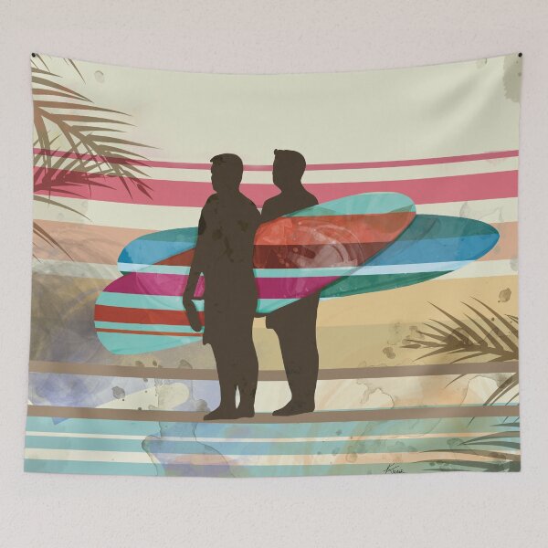 Item preview, Vintage Retro Tropical Surfer Silhouette with Longboards designed and sold by Karin Taylor.