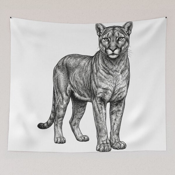 Item preview, Mountain lion - Realistic Minimalistic Black and White designed and sold by Minimalisticaly.