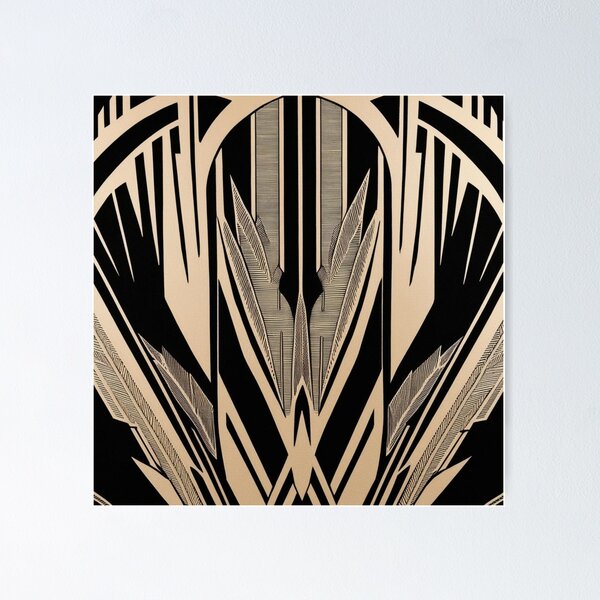 Item preview, Beige Blade Symmetry – Bold Art Deco Feather Geometry designed and sold by Harmonic_Layers.
