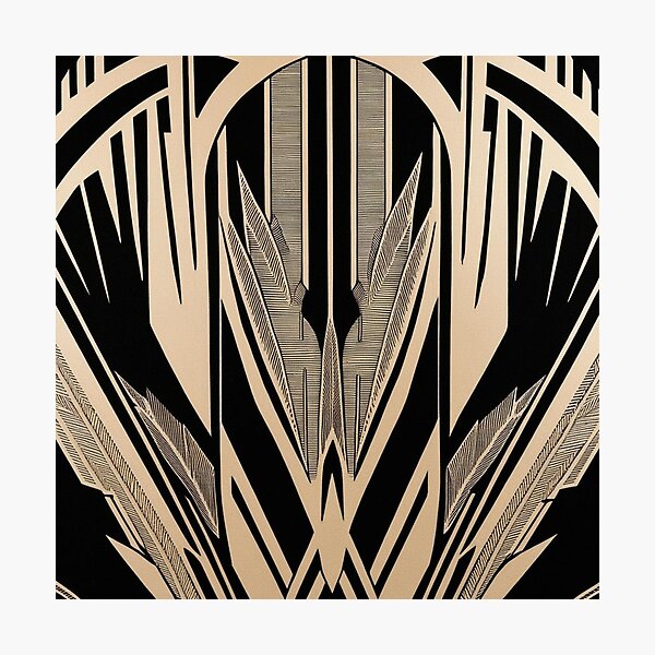 Item preview, Beige Blade Symmetry – Bold Art Deco Feather Geometry designed and sold by Harmonic_Layers.