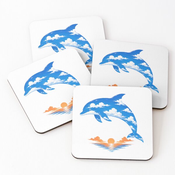 Item preview, Dolphin Sky – Blue Cloud Dolphin Sunset Ocean Art designed and sold by Cloud Tide Studio.