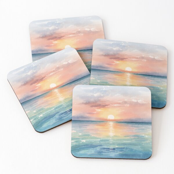 Item preview, Watercolor Ocean Sunrise Sunset  designed and sold by SeaStarAlex.