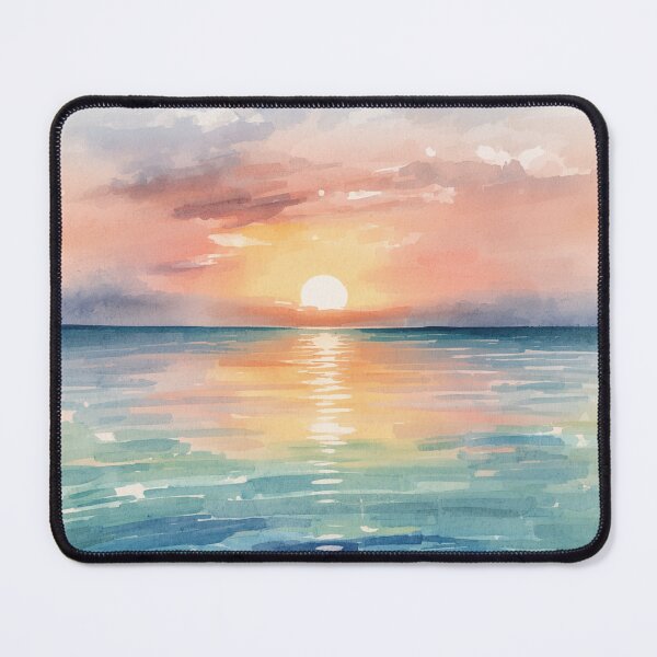Item preview, Watercolor Ocean Sunrise Sunset designed and sold by SeaStarAlex.