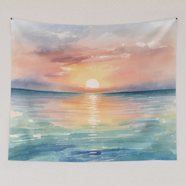 Item preview, Watercolor Ocean Sunrise Sunset  designed and sold by SeaStarAlex.