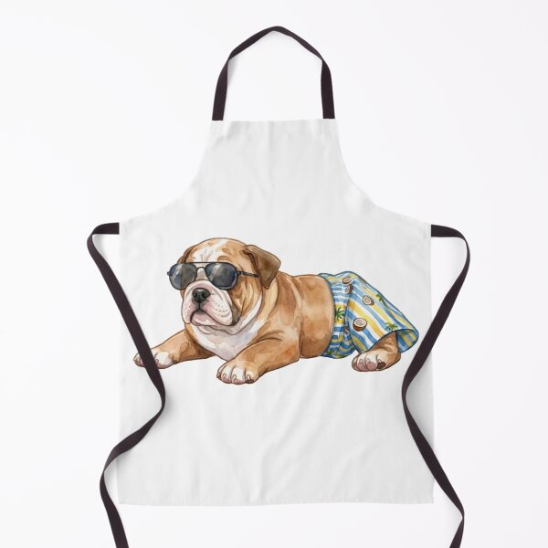 Item preview, Watercolor Bulldog Chilling on the Beach in Swim Trunks and Sunglasses designed and sold by VibranPalette.