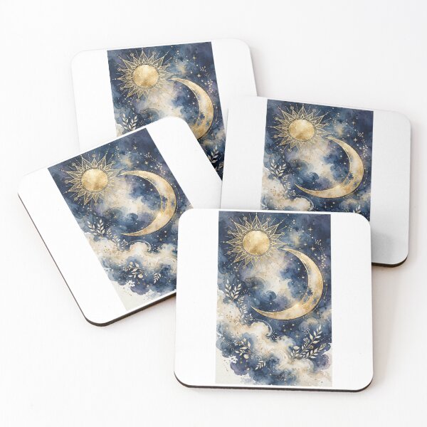 Item preview, Celestial Sun Moon Canvas Wall Art | Gold Foil Navy | Spiritual Boho Decor designed and sold by Donartpictures.