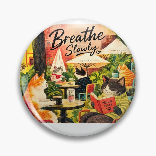 Item preview, Breathe Slowly | Cozy Cat Café Aesthetic Sticker designed and sold by Genzfirevibes.