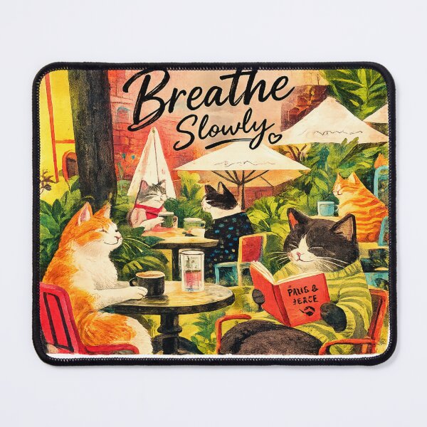 Item preview, Breathe Slowly | Cozy Cat Café Aesthetic Sticker designed and sold by Genzfirevibes.