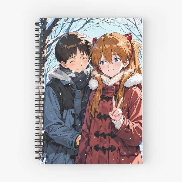 Item preview, Shinji Ikari Neon Genesis Evangelion Winter Stroll With Asuka designed and sold by riadjamai.