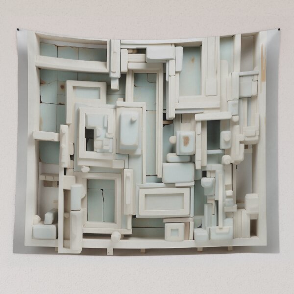 Item preview, Abstract Relief Sculpture White D1 designed and sold by CrumbBumStudio.