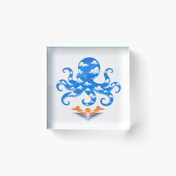 Item preview, Octopus Sky – Blue Cloud Octopus Sunset Ocean Art designed and sold by Cloud Tide Studio.